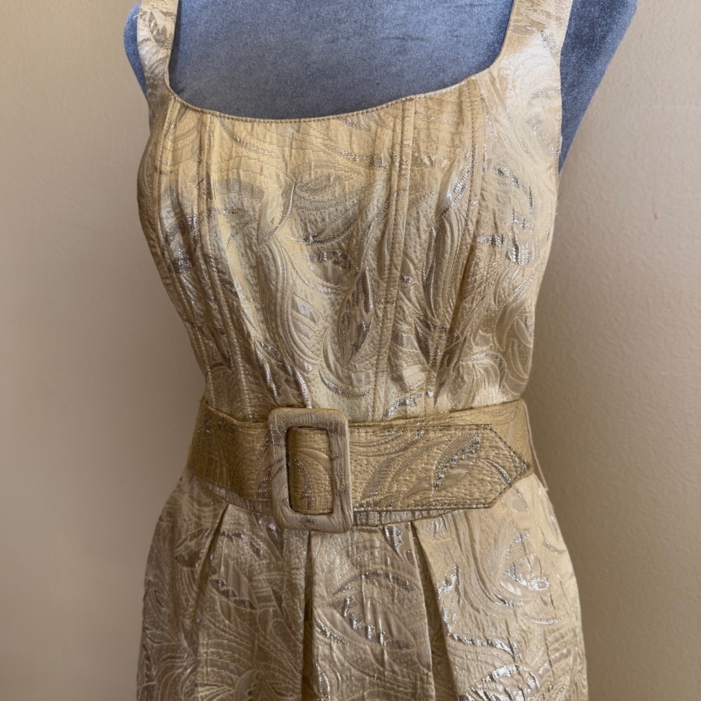 Chetta B Metallic Gold Midi Dress